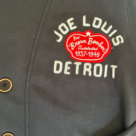 ROOTS OF FIGHT DARK GRAY RARE LONG SLEEVE BUTTON UP JOE LOUIS DETROIT CARDIGAN - Picture 7 of 11